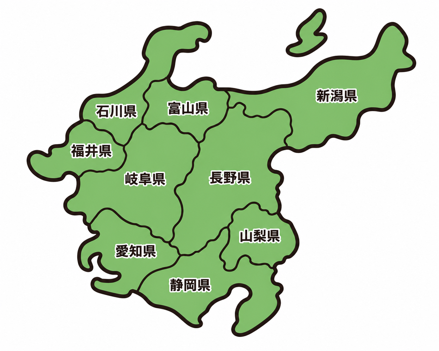 中部地方の地図